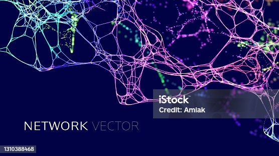 istock Neuron network background. Data science technology vector background. Neural network AI data IOT. 1310388468