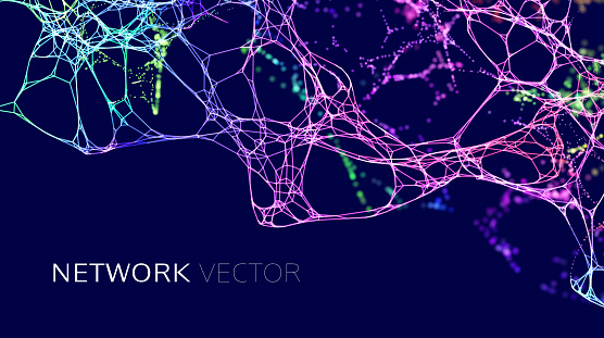 Neuron network background. Data science technology vector background. Neural network AI data IOT