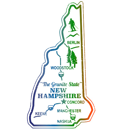 New Hampshire Retro Travel Stamp