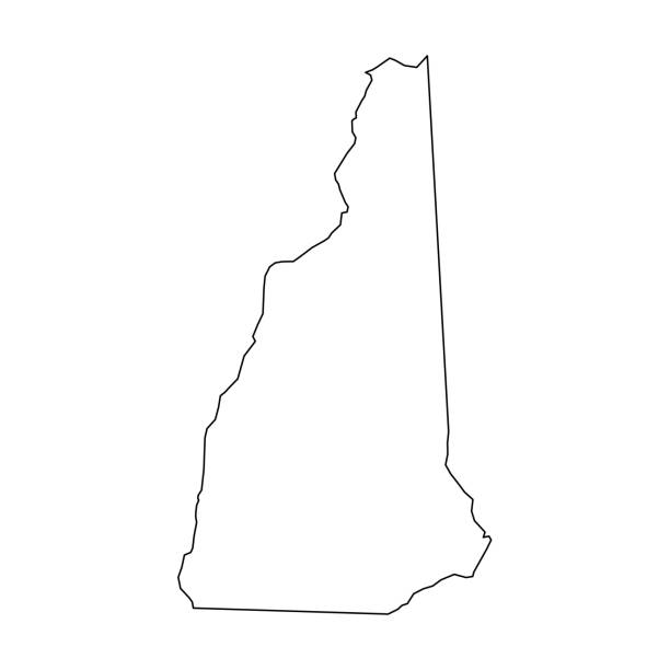 New Hampshire, state of USA - solid black outline map of country area. Simple flat vector illustration New Hampshire, state of USA - solid black outline map of country area. Simple flat vector illustration. new hampshire stock illustrations