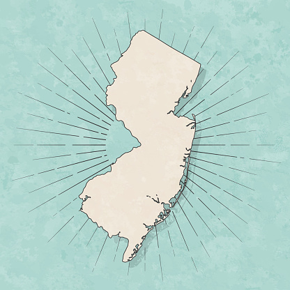 New Jersey map in retro vintage style - Old textured paper