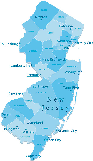 New Jersey Vector Map Regions Isolated