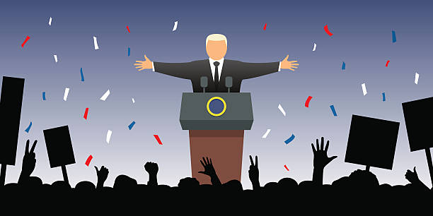 New president Exulting crowd meets the new president voting clipart stock illustrations