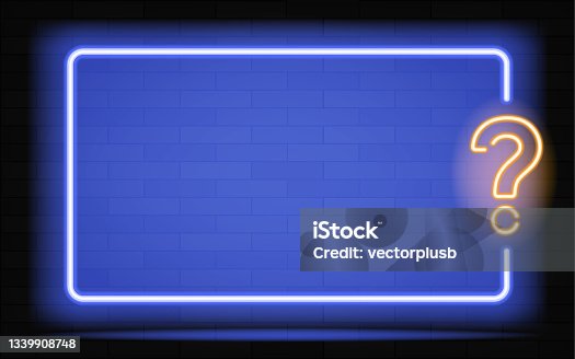 istock New Realistic neon sign of Quiz frame logo for decoration and covering on the dark wall background. 1339908748