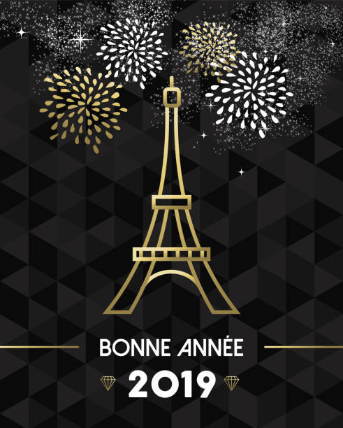 ilustrações de stock, clip art, desenhos animados e ícones de new year 2019 paris france travel eiffel gold - paris night