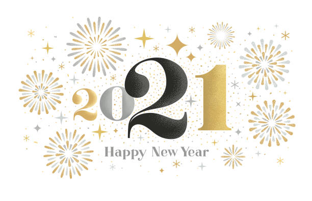 illustrations, cliparts, dessins animés et icônes de nouvel an 2021 feux d’artifice salutation - happy new year