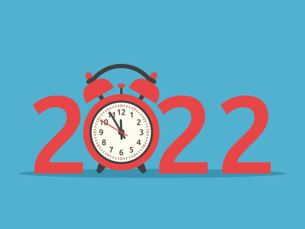 New Year 2022, clock vector art illustration