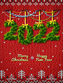 Christmas congratulation against knitted background. Vector illustration for new years day, christmas, winter holiday, new years eve, silvester, etc