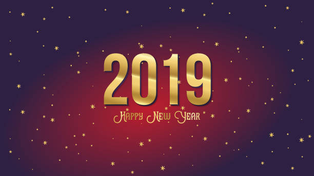 2019 New year celebration with gold text 2019 New year celebration with gold text happy new year golden balloons with champagne stock illustrations