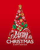 Drawn of vector Christmas tree message. This file of transparent and created by illustrator CS6.