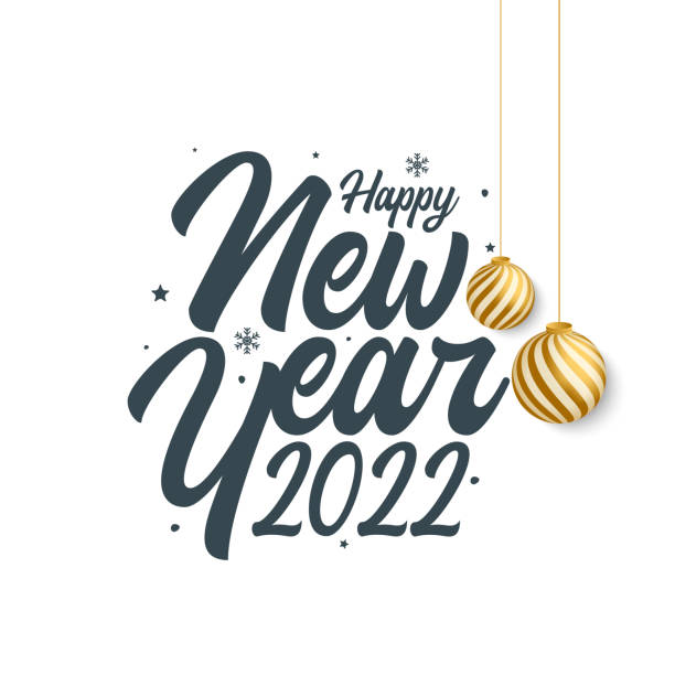 2022 new year lettering. holiday greeting card. abstract vector illustration. holiday design for greeting card, invitation, calendar, etc. stock illustration - happy new year stock illustrations