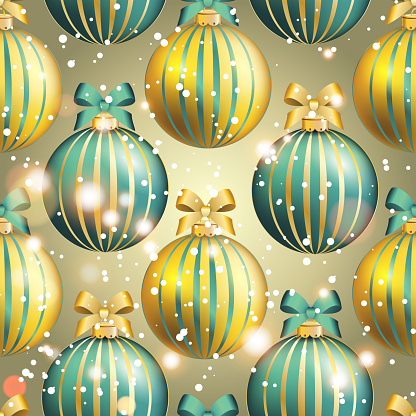 New Year pattern with ball. Christmas wallpaper