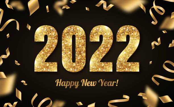 New Year Poster 2022 confetti black vector art illustration