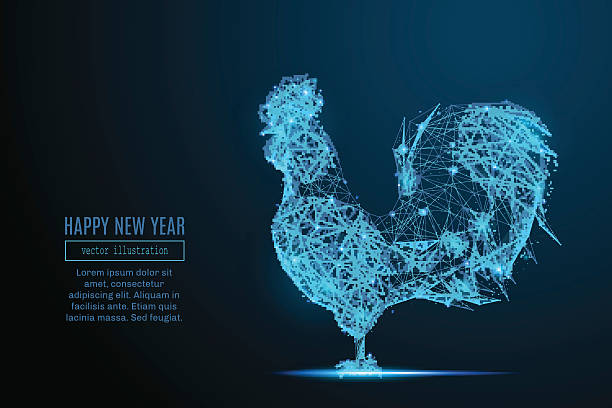 new year rooster vector art illustration