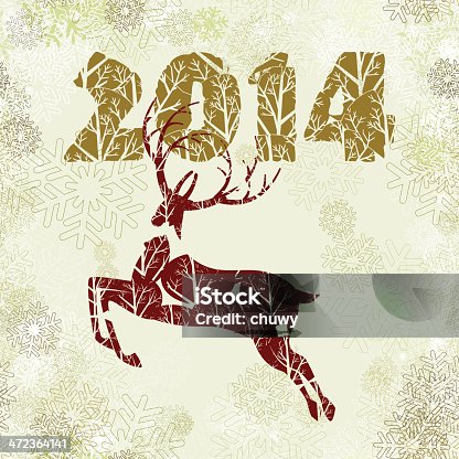 istock New year's 2014 reindeer christmas card 472364141