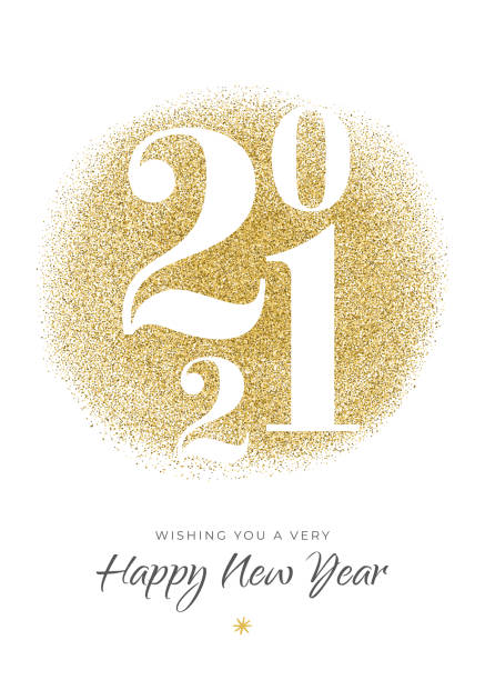 2021 - New Year's Day card with golden glitter. 2021 - New Year's Day card with golden glitter. Stock illustration new years day stock illustrations