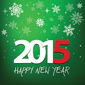 istock New year's eve 2015 green purple background with snow crystals 527745637
