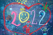 Children's New Year's greeting card drawing