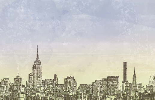 New York City Skyline Copy Space Grunge Watercolor Urban Background