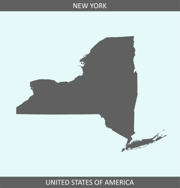 New York map outline USA Accurate outline vector map in gray background prepared by a map expert. buffalo new york stock illustrations