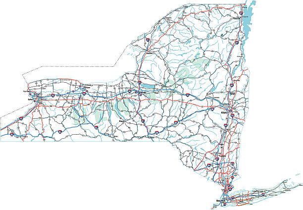 New York State Highway Map vector art illustration