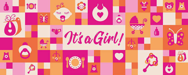 Newborn Baby Girl geometric greeting card