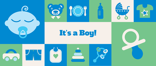 Newborn boy modern card / banner - v1