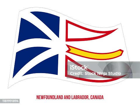 istock Newfoundland and Labrador Flag Waving Vector on White Background. Provinces Flag of Canada 1181991894