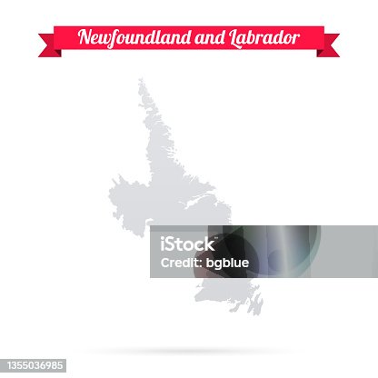 istock Newfoundland and Labrador map on white background with red banner 1355036985