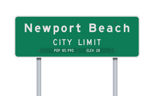 bildbanksillustrationer, clip art samt tecknat material och ikoner med newport beach city limit vägskylt - välkommen skylt