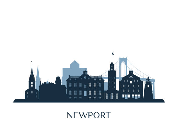 Newport skyline, monochrome silhouette. Vector illustration. Newport skyline, monochrome silhouette. Vector illustration. newport rhode island stock illustrations