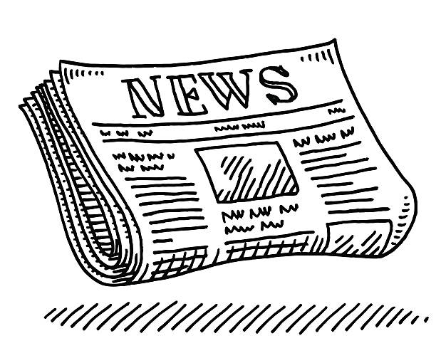 Newspaper Journalism Drawing Hand-drawn vector drawing of a Newspaper, Journalism Symbol. Black-and-White sketch on a transparent background (.eps-file). Included files are EPS (v10) and Hi-Res JPG. newspaper clipart stock illustrations