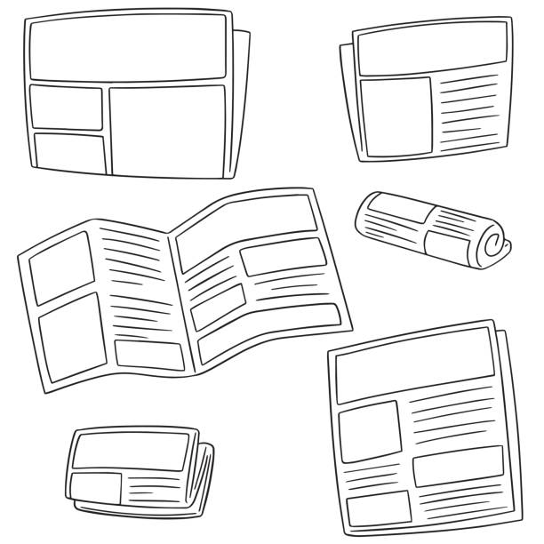 newspaper vector set of newspaper paper drawings stock illustrations