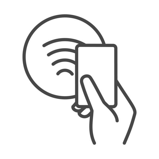 Nfc contactless payments sign Nfc sign. Contactless payments symbol, electronic pay by phone for payment terminal vector illustration, contact less purchasing technology, wireless retail terminal paying logo contactless payment stock illustrations