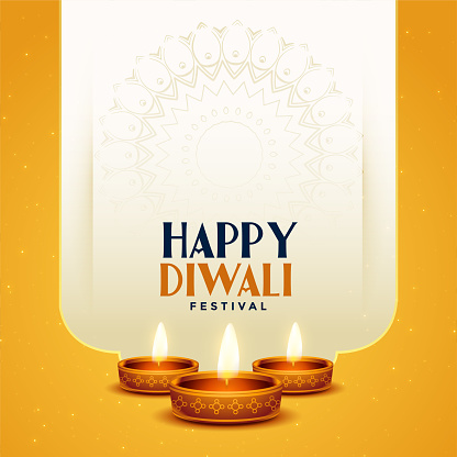 nice traditional happy diwali background with diya design