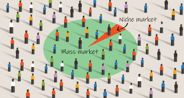 Niche market. Concept of selecting specific target instead of mass all segment in marketing strategy Niche market. Concept of selecting specific target instead of mass all segment in marketing strategy. Vector illustration niche stock illustrations