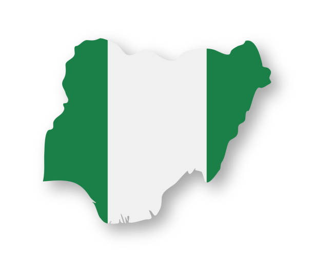 stockillustraties, clipart, cartoons en iconen met nigeria - contour land vlagpictogram vector plat - nigeria