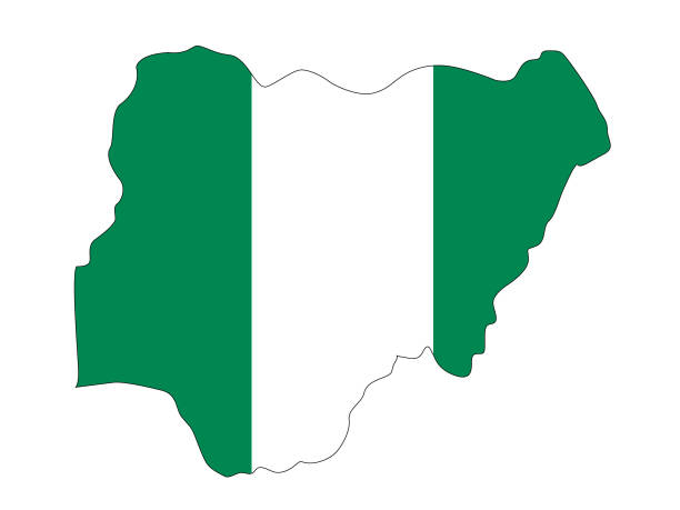 stockillustraties, clipart, cartoons en iconen met vlag van nigeria en kaart - nigeria