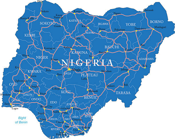 нигерия карта - nigeria stock illustrations