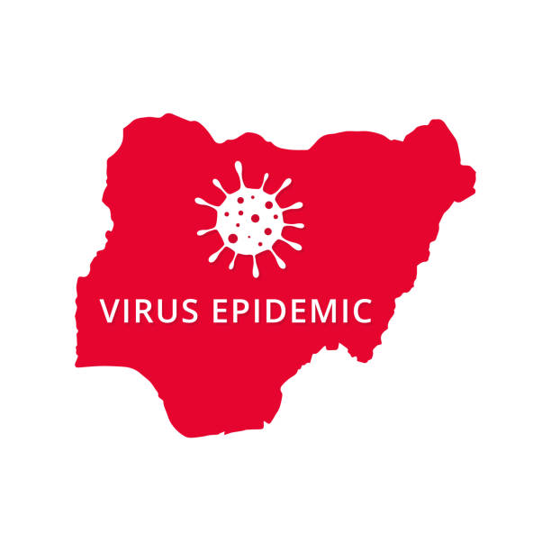 ilustraciones, imágenes clip art, dibujos animados e iconos de stock de nigeria virus epidemia país de africa, ilustración de mapa africano, vector aislado sobre fondo blanco - south africa covid