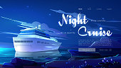 istock Night cruise website with ship in ocean 1312232009