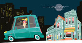 Easy editable car and 
neighborhood vector illustration.
All elements was layered seperately...