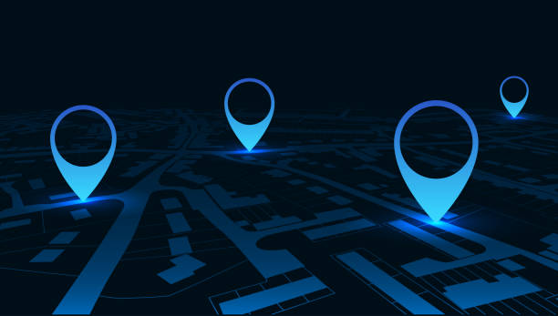 Night GPS navigator location on city map, from place to place – stock vector Night GPS navigator location on city map, from place to place – stock vector city map stock illustrations