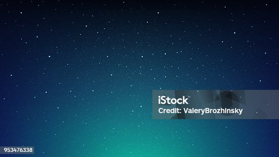 istock Night shining starry sky, blue space background with stars, cosmos 953476338