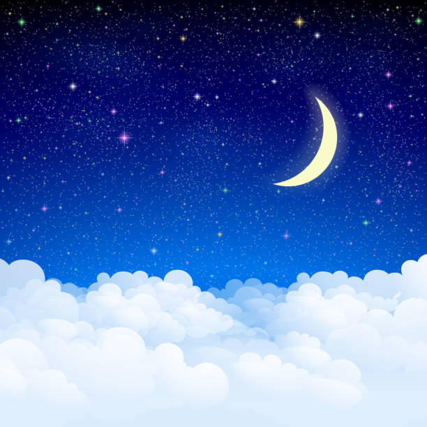 Night sky Starry heaven with clouds. altocumulus stock illustrations
