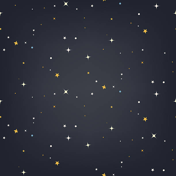ilustraciones, imágenes clip art, dibujos animados e iconos de stock de cielo de noche con estrellas vector patrón sin costuras - starry sky