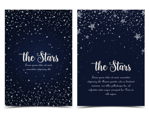 Night sky with stars Vector illustration of stars on a dark background. Night sky. Cheerful party and celebration sky borders stock illustrations