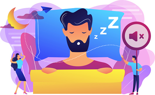 Night snoring concept vector illustration.