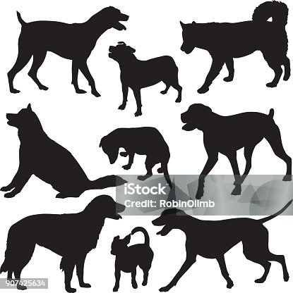 istock Nine Dog Silhouettes 907425634