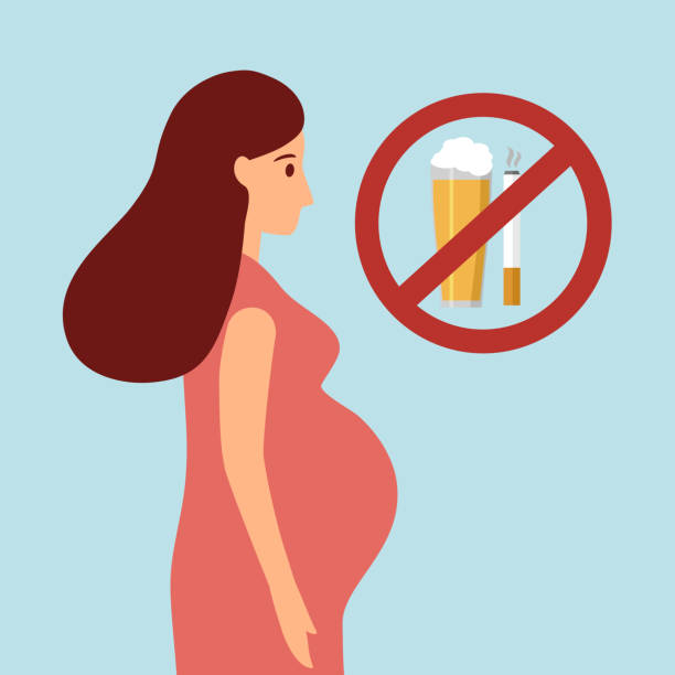no alcohol and no smoking during pregnancy. pregnant woman can drink beer and smoke cigarettes for good health. - mang thai bia rượu hình minh họa sẵn có